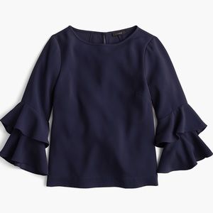 J. Crew Tiered Bell Sleeve Top In Drapey Crepe 4
